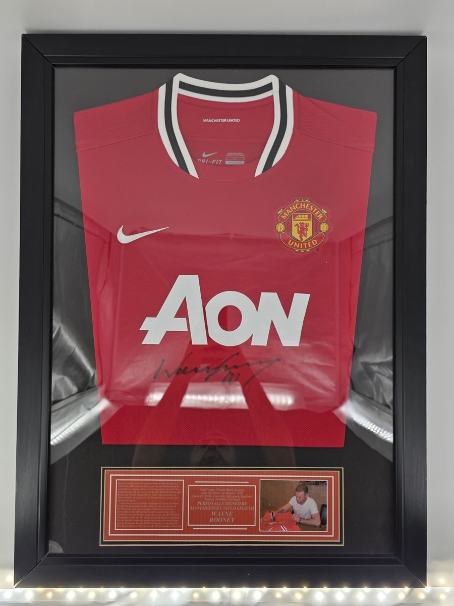 Wayne Rooney Signed Manchester United Jersey Framed Display COA A1
