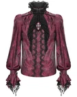 Devil Fashion Mens Gothic Vampire Crucifix Dress Shirt & Lace Cravat Red & Black