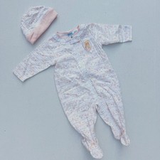 Disney Pink Cotton Sleeper Hat Set 3/6M Winnie Pooh Footed Baby Pajamas