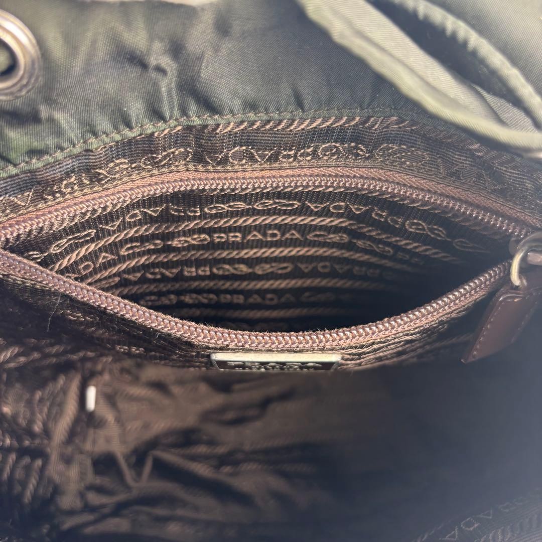 Prada backpack triangular logo nylon leather draw… - image 17