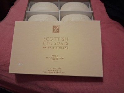 Scottish Fine Soaps Natural Bar Milk Triple-milled Savon Soap 4x200G  Sealed!