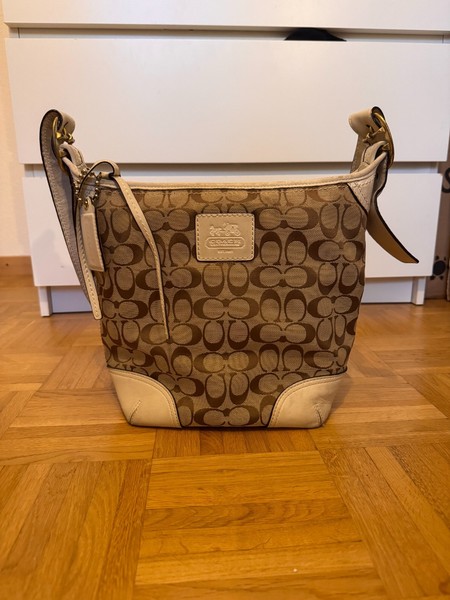 Coach Crossbody Bag - Signature C Monogram Jacquard & White/Cream Leather