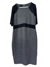 Dark Gray Bodycon Dress XL 3/4 Sleeve Black Mesh Minimalist Officecore Sexy Chic