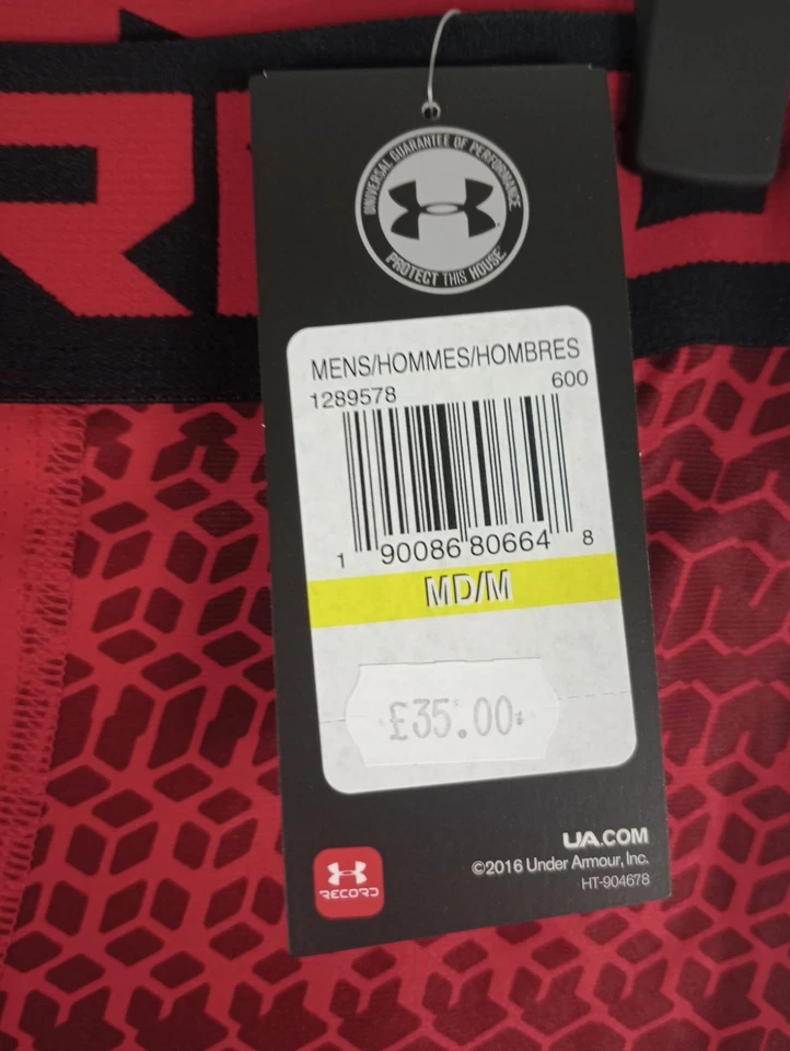 Under Armour HG Armour Full Legging Mens Medium M Red Compression Pants Gym New - Image 4 of 4