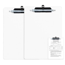 White Clipboard With Pen Holder 2 Pack Plastic Low Profile Metal Clip 8.5x11