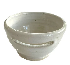 Stoneware Egg Separator Kitchen Pottery White Glazed Boho Contemporary Small 3”