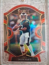 Jalen Hurts Red die prism rookie card panini select. rookie card picture
