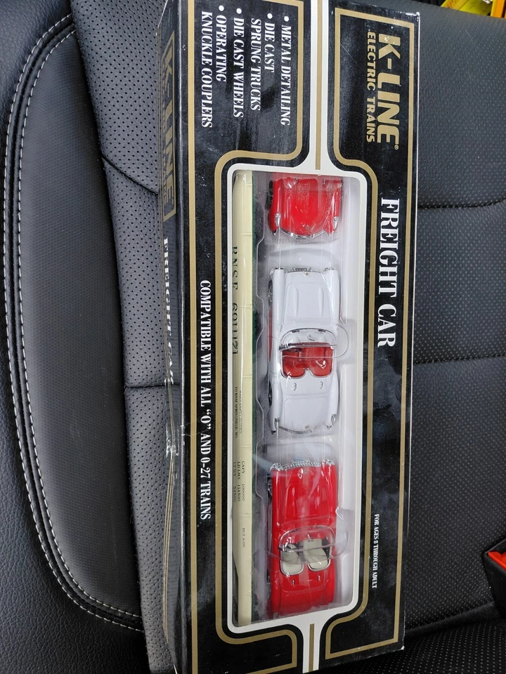 K-Line # K691-1171 BNSF Flatcar w/3 Die Cast 1957 Chevrolet Corvettes New Sealed - Image 3 of 4