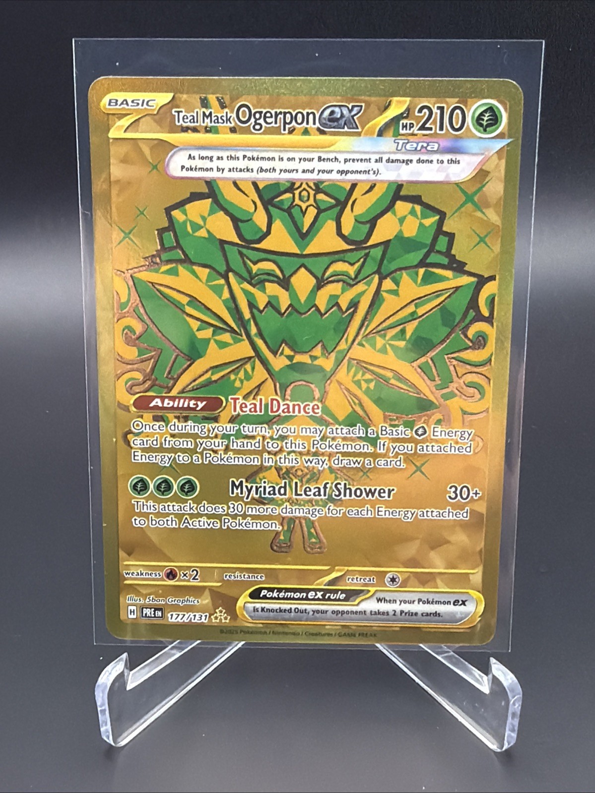 2025 Pokemon Teal Mask Ogerpon ex 177/131 Hyper Rare Gold Prismatic Evolutions
