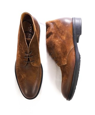 $975 DOUCAL'S - Brown Distressed Suede Chukka Boots - US 9 (42EU)