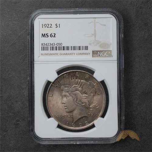 1922 Silver Peace Dollar $1 - NGC MS62 - Philadelphia