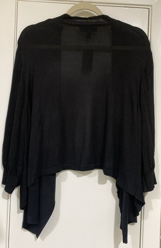 LANE BRYANT NWT  18/20 Soft Black Cropped Waterfall Rayon 3/4 Sl Open Cardigan - Picture 3 of 5