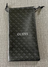GUESS Sunglasses Eyewear Black Drawstring Faux Leather Soft Pouch Case