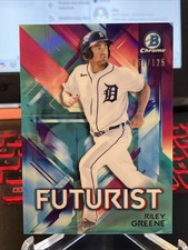 2021 Bowman Chrome Futurist aqua refractor prospect Riley Greene /125 c pics