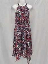 BCBG Paris Floral Midi Dress Asymmetric Hem Small 4-6 NWT