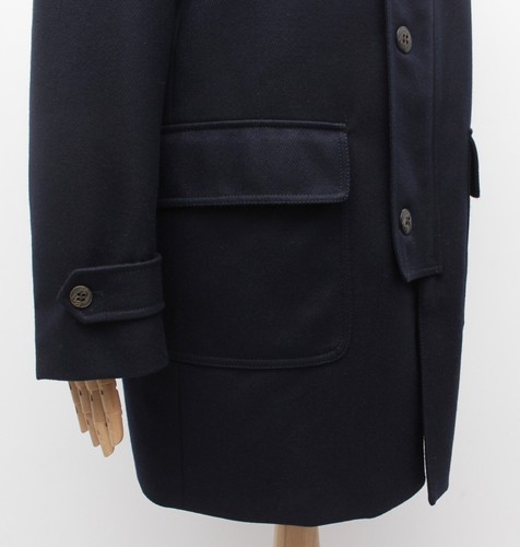 Men's BRIONI Luxury Wool Long Navy Fur Collar Coat Overcoat Size Tag XXL fits XL - Picture 9 of 19