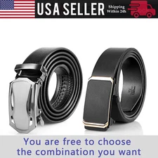 Causal Leather Men's Ratchet Belts For Men Adjustable Automatic Buckle 120cm/47"