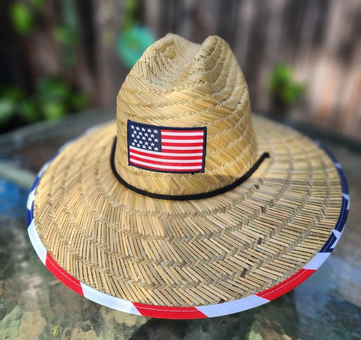 Wide Brim Straw Summer HAT American Flag Sombrero W/FREE SHIPPING!!!