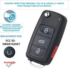 for 2011-2016 Volkswagen Beetle CC Golf Jetta Passat Remote Flip Key NBG010206T