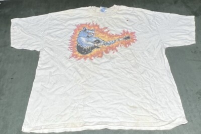 BB King Blues Fest 2001 Festival Tee White XL Cool Cat Guitar Guy Hiatt Castro