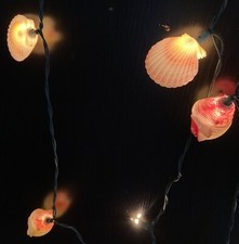 Vintage Neuheit 7 Muschelabdeckungen an Lichterkette Strandlichter