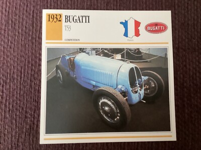 Bugatti Type 53,   1932,  Competition Car, France,  Collectors Card