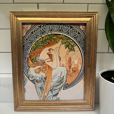 ARTDECO Alphonse Mucha vintage ART 木製 FRAMED Print Art Deco Art Nouveau Great Gatsby Vintage Alphonse