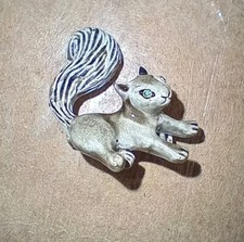 Vintage Brooch Gerry's Gray Squirrel Pin Green Eyes. enamel