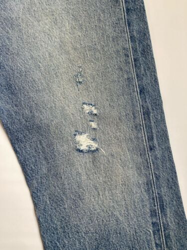 Levis Womens 28 Wedgie Ankle Selvedge White Oak Cone Denim Button Light distress - Picture 4 of 19