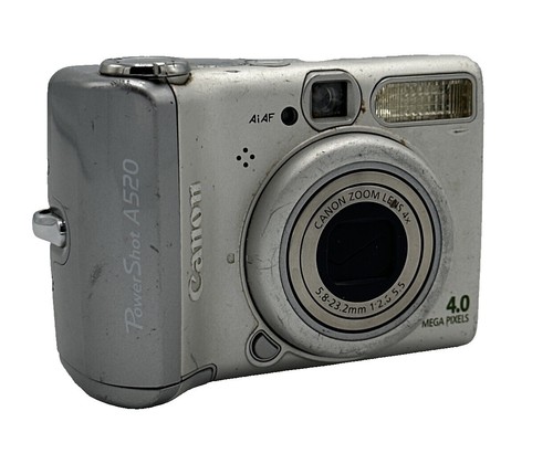 Canon PowerShot A520 4.0MP Digital Camera - Silver Turns On, For