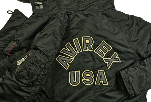 *HOT Men's AVIREX @ N-3B REPRO FLIGHT PARKA EXTREME COLD FUR HOOD BLACK Coat XL