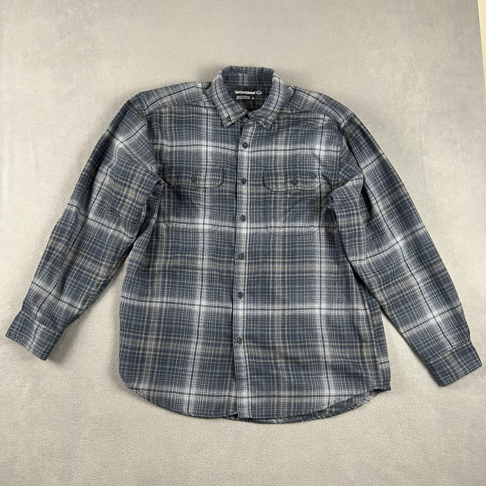 Wolverine Shirt Mens Large Blue Button Up Flannel Striped Outdoor Hiking Camping
Opens in a new wind
