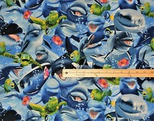Curtain Valance Nautical Shark Dolphin Whale Turtle Fish Beach Summer Ocean Sea