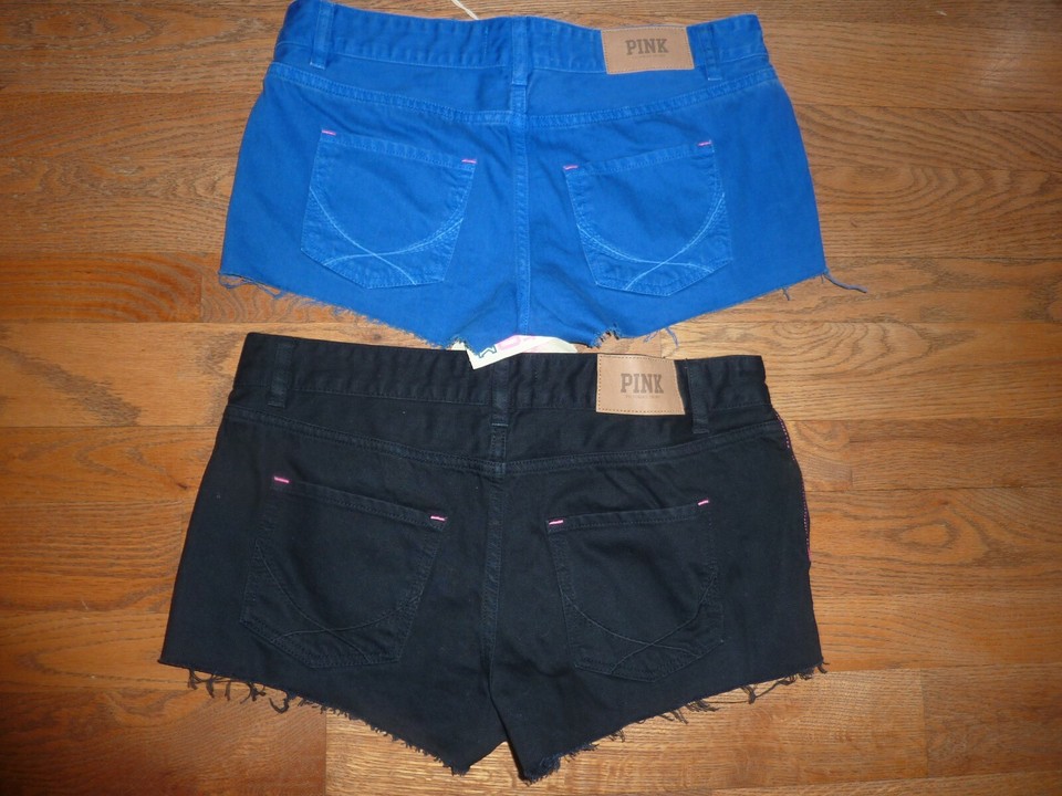 Short En Jean Rose Victoria's Secret PINK - Coupe Déchirée, Motif Léopard, Taille Standard - Neuf Avec étiquettes