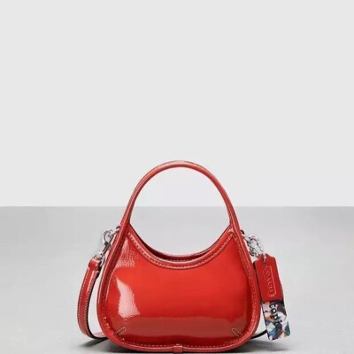 NWT Coach Retail Mini Ergo Bag Crinkle Patent Coachtopia leather