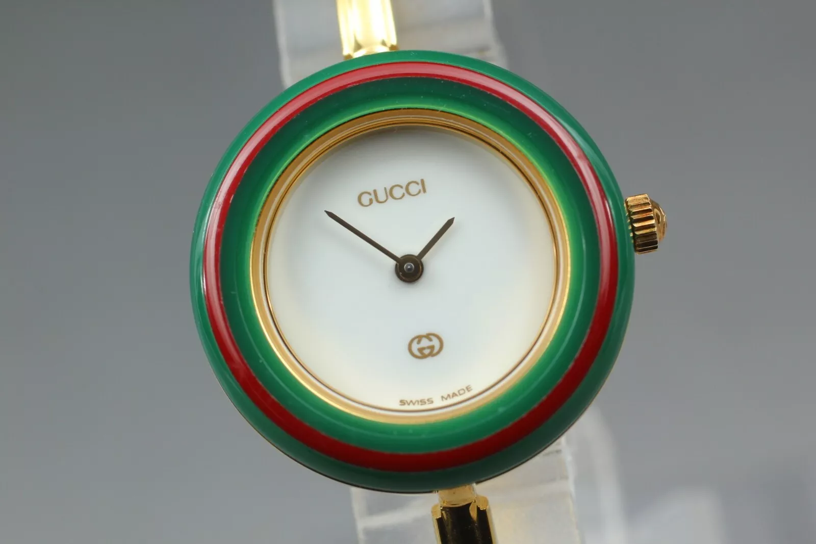 [NEUF]Lune à Changer Gucci 12 Couleurs Blanc/Or 11/12 Placage Quartz 16,5 cm Japon