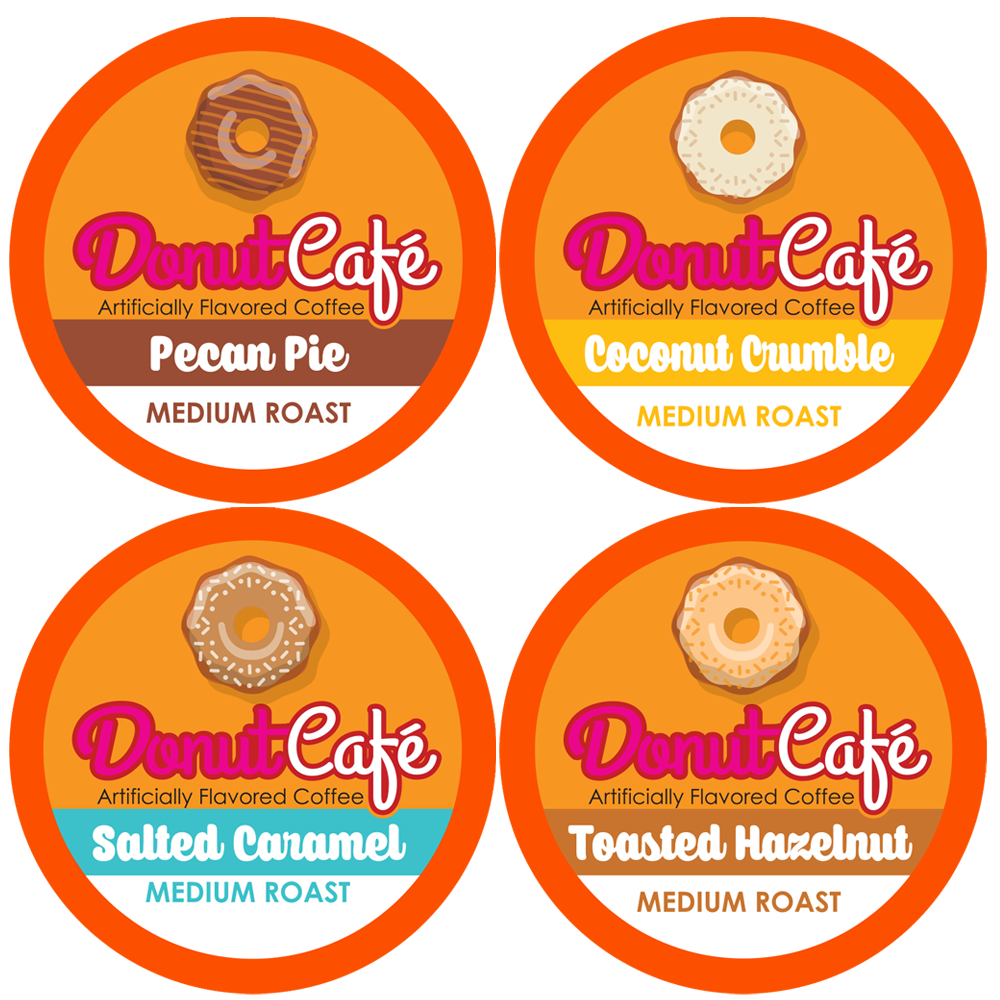 DONUT CAFE SINGLE SERVE COFFEE K CUP PODS, FLAVORED VARIETY PACK, 80 CT