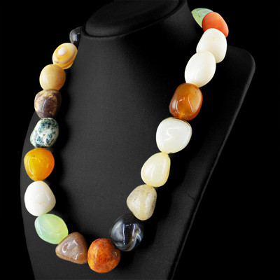 1486,50 kt Natürliche Unbehandelte Multicolor Multi Edelsteine Perlen Halskette (RS)