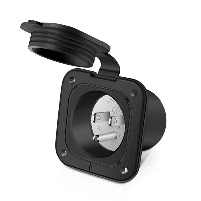MICTUNING 15 Amp 125V Flanged Inlet, NEMA 5-15P 2 Pole 3-Wire AC Port Plug, RV Shore Power