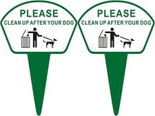 Clean Up After Your Dog Signs with Holes, 13.5" x 9.5" x 9.5", Green