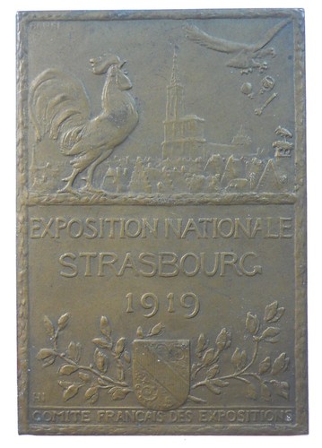 France World War I LIBERATION OF STRASBOURG EXPOSITION bronze 66 x 97mm by Nocq - Picture 2 of 2