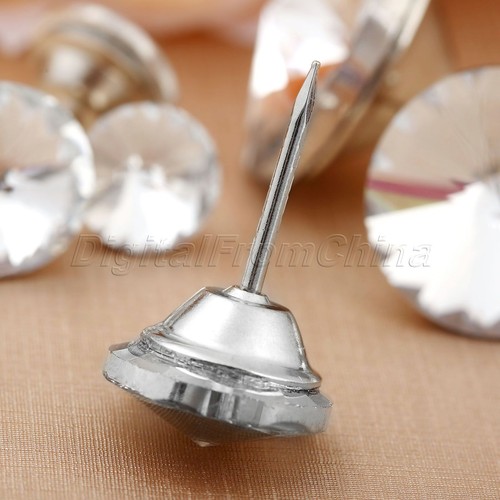 Crystal Nails Tacks 6 Sizes Buttons Sofa Wall Upholstery Decor 10Pcs - Picture 4 of 12