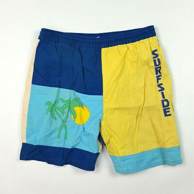 Vintage Color Block Boys Size L 16-18 Board Shorts Swimming Trunks Surf Beach