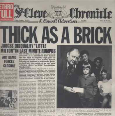 Jethro Tull Thick As A Brick GIMMICK SLEEVE NEAR MINT Chrysilis Vinyl LP