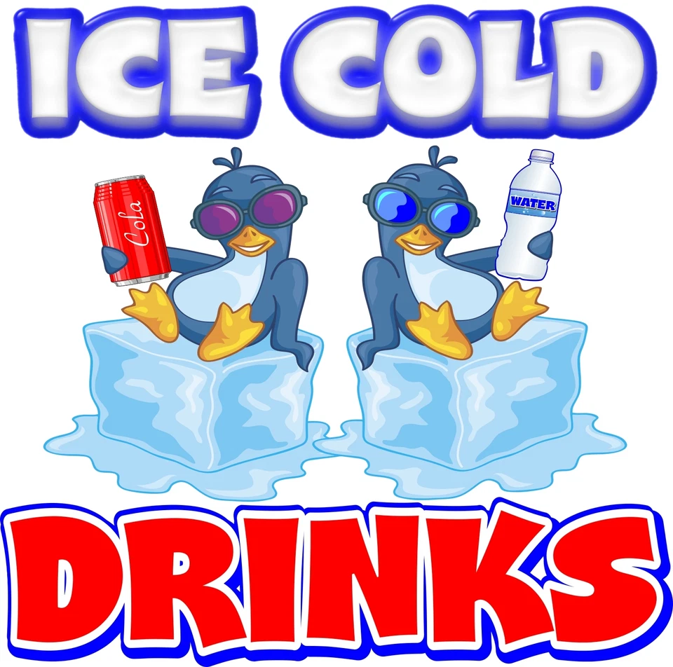 HARBOUR SIGNS Ice Cold Drinks Decal 14" Concession Restaurant Food Truck Vinyl Sticker