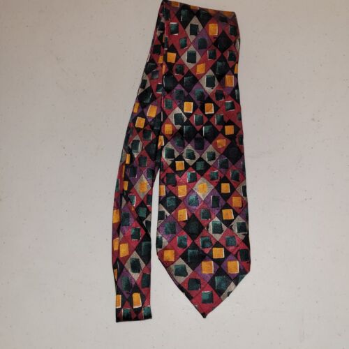 Stefano Rossini Colorful Geometric Neck Tie Men's 100% Silk 56 Inch