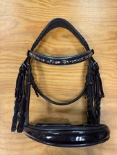 Halter Ego Brown Patent Leather Double Bridle. Size FULL.