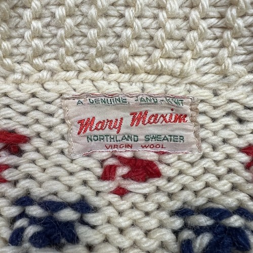 Vintage 40s 50s Mary Maxim Ice Skaters Cowichan Sweater Jacket Wool Women Medium - Picture 6 of 8
