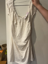 Wild Fable Women s White Polka Dot Ruffle Strappy Square Neck Mini Dress L NWT