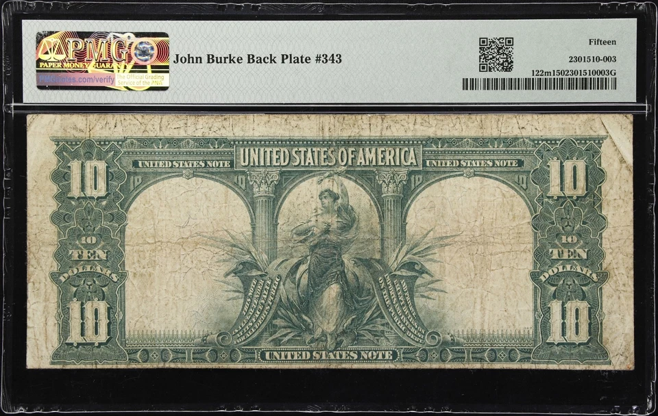 Fr. 122m. 1901 $10 Legal Tender Note. PMG Choice Fine 15. - Image 2 of 2